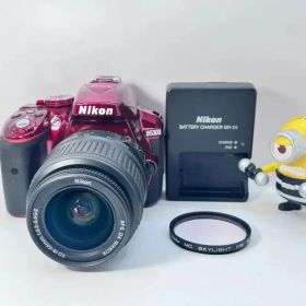 美品シャッター数427枚！ Nikon ニコン D5300 レッド 一眼レフカメラ レンズキット 動作確認済み B332