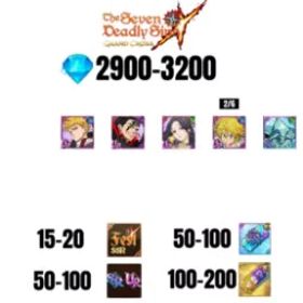 [海外] 2900-3200 虹のダイヤ |ゼルドリス デーモン キング ニュー |SKULD | ランスロット | メリオダス デーモン キング |コクティウス |15-20 フェスト |50-100 UR/SSR |50-100 枚 SSR