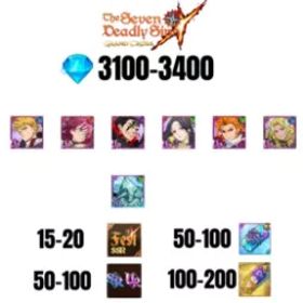 [海外] 3100-3400 虹のダイヤ |ゼルドリス デーモン キング ニュー |SKULD | ランスロット |アーサー・UR |ゴウザー UR | トール |コクティウス |15-20 フェスト |50-100 UR/SSR |50-100 枚 SSR