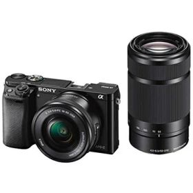 【中古】 ソニー ミラーレス一眼 α6000 ダブルズームレンズキット E PZ 16-50mm F3.5-5.6 OSS + E 55-210mm F4.5-6.3 OSS ブラック ILCE-6000Y B