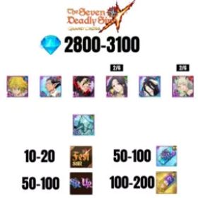 [海外] 2800-3100 虹のダイヤ |ゼルドリス デーモン キング ニュー |SKULD | サブナック | メリオダス デーモン キング | アルベド |デミウルゴス |コクティウス |10-20 フェスト |30-70 UR/SSR |50-100