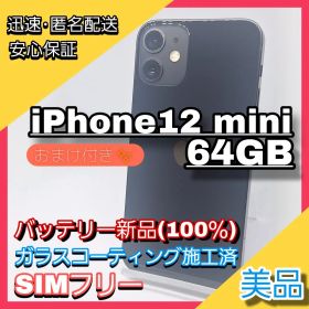 iPhone12 mini 64GB SIMフリー 美品 バッテリー新品100％