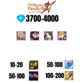 [海外] 3700-4000 虹のダイヤ |ゼルドリス デーモン キング ニュー |SKULD | トール | ランスロット |コクティウス |10-20 フェスト |30-70 UR/SSR |50-100 枚 SSR