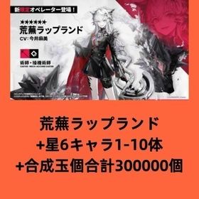 荒蕪ラップランド+星6キャラ1-10体+合成玉個合計300000個 | アークナイツのアカウントデータ、RMTの販売・買取一覧