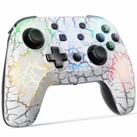 Switchコントローラー、Switch/SwitchOLED/SwitchLite用ワイヤレスプロコントローラー、APPカスタマイズ/クラック/ターボ/マクロ/振動/モーションコントロール付き9色調整可能なLEDワイヤレススイ…