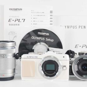 オリンパス Olympus PEN Lite E-PL7 White EZ 14-42 40-150 Lens 5236 Shots 元箱 [美品] #Z5231A