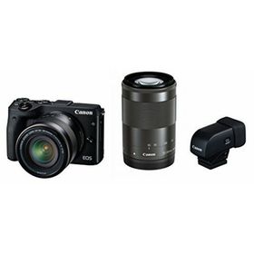 【中古】Canon ミラーレス一眼カメラ EOS M3 ダブルズームEVFキット(ブラック) EF-M18-55mm F3.5-5.6 IS STM EF-M55-200mm F4.5-6.3 IS STM 付属 EOS(ミラーレス一眼)
