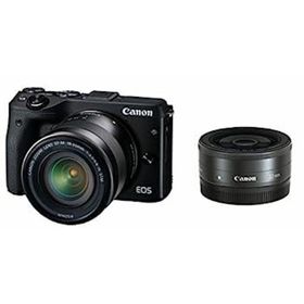 【中古】Canon ミラーレス一眼カメラ EOS M3 ダブルレンズキット(ブラック) EF-M18-55mm F3.5-5.6 IS STM EF-M22mm F2 STM 付属 EOSM3BK-WLK(ミラーレス一眼)