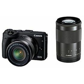 【中古】Canon ミラーレス一眼カメラ EOS M3 ダブルズームキット(ブラック) EF-M18-55mm F3.5-5.6 IS STM EF-M55-200mm F4.5-6.3 IS STM 付属 EOSM3BK-WZ(ミラーレス一眼)