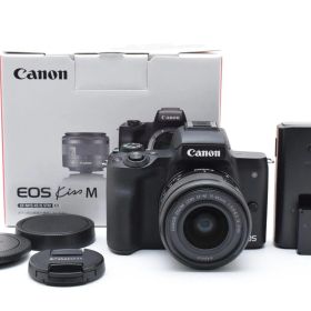 ★超極上★ キヤノン Canon EOS Kiss M EF-M15-45 IS STM レンズキット ブラック 《ショット数3000回以下・元箱付き・付属品多数！》★完動品★ #96P47A509192