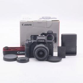 Canon EOS Kiss M 標準ズームキット ブラック APS-C 初心者向け 小型軽量 ミラーレス【中古】