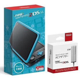 【整備済み品】 Nintendo Newニンテンドー2DS LL 充電器付き 【ブラック×ターコイズ】 任天堂 ニンテンドー SDカードフルフォーマット済 [video game]ym