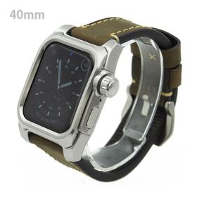 アップルウォッチ5&amp;4 40mm用 FACTRON Next for AppleWatch5 ステンレススチール316Lケース ブラウンレザーバンド Series5&amp;4 40mm専用 FA-W-041