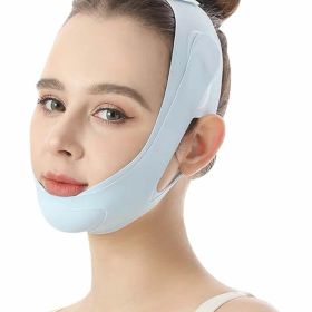 【P5倍！大感謝祭】小顔ベルト フェイスベルト 小顔マスク 小顔バンド サウナマスク 肌感覚顔用ベルト Vライン 男女兼用 ブルー