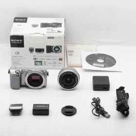 【美品】SONY ソニー ミラーレス一眼 NEX-5T パワーズームレンズキット シルバー JS129-00707