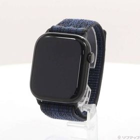 〔中古〕Apple(アップル) Apple Watch Series 10 GPS 46mm ジェットブラックアルミニウムケース ブラック／ブルーNikeスポーツループ〔348-ud〕