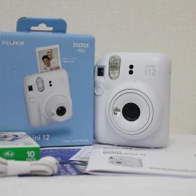 【美品 返品保証】 【元箱付き】フジフィルム Fujifilm instax mini 12 ホワイト チェキ e3563