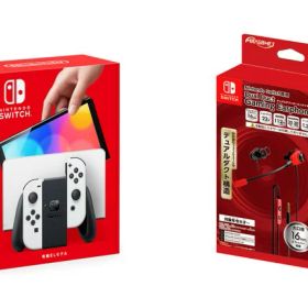 【セット商品】Nintendo Switch（有機ELモデル） Joy-Con(L)/(R) ホワイト＋Nintendo Switchデュアルダクトゲーミングイヤホン レッド