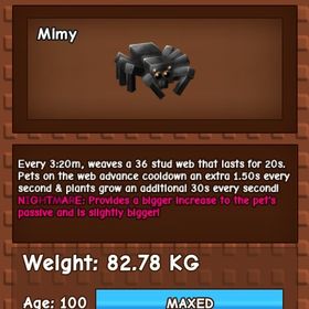 デカペ 庭を成長させる ナイトメア変異付き82KG蜘蛛 | ロブロックス(ROBLOX)のアカウントデータ、RMTの販売・買取一覧