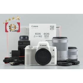 【中古】Canon キヤノン EOS Kiss M2 ダブルズームレンズキット ホワイト 元箱付き
