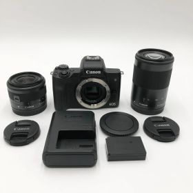 Canon ミラーレス一眼カメラ EOS Kiss M2 ダブルズームキット ブラック KISSM2BK-WZK