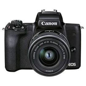 【中古】(非常に良い)Canon ミラーレス一眼カメラ EOS Kiss M2 標準ズームレンズキット ブラック KISSM2BK-1545