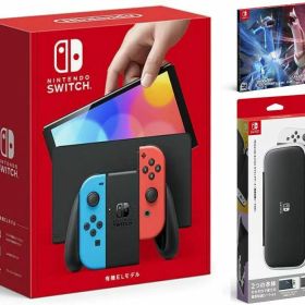 【無料ラッピング対応】Nintendo Switch(有機ELモデル) Joy-Con(L)/(R) ネオン+『ポケットモンスター 』（ソフト）+ キャリングケース任天堂スイッチ 本体クリスマスクリスマスラッピングお誕生日