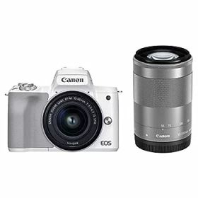 【中古】（非常に良い）Canon ミラーレス一眼カメラ EOS Kiss M2 ダブルズームキット ホワイト KISSM2WH-WZK