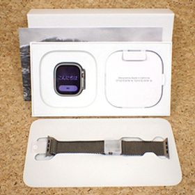 ★【中古 良品】海外版 Apple Watch Ultra2 Cellular 49mm ナチュラルチタニウムケース と ミラネーゼループ L MREG3ZP/A 本体(QZ207-2)