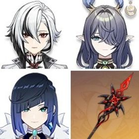 赤月のシルエット+アルレッキーノ2凸+ディシア+天空の脊+ディルック+ラウマ+モナ+夜蘭+夢見月瑞希 | 原神のアカウントデータ、RMTの販売・買取一覧