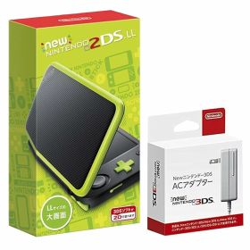 【整備済み品】 任天堂 Nintendo Newニンテンドー2DS LL 充電器付き 【ブラック×ライム】 ニンテンドー SDカードフルフォーマット済 180日保証 [video game]