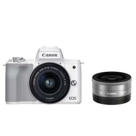 【中古】Canon ミラーレス一眼カメラ EOS Kiss M2 ダブルレンズキット ホワイト KISSM2WH-WLK