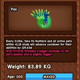 【庭を成長させる】Huge Nightmare Peacock 無言購入⭕️ | ロブロックス(ROBLOX)のアカウントデータ、RMTの販売・買取一覧