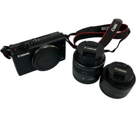 Canon EOS M100 EF-M 15-45mm F3.5-6.3 22mm F2 ダブルレンズキット ミラーレス 一眼 デジタルカメラ キヤノン 中古 N10633940