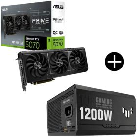 ASUS PRIME-RTX5070-O12G グラフィックカード + TUF-GAMING-1200G ブラック 電源ユニット セット