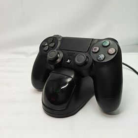 【ジャンク品（通電確認済）】PS4 DUALSHOCK4 ジェット・ブラック (CUH-ZCT2J)+充電器 ワイヤレスコントローラ
