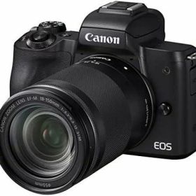 【中古】Canon ミラーレス一眼カメラ EOS Kiss M 高倍率ズームキット ブラック EOSKISSMBK-18150ISSTM