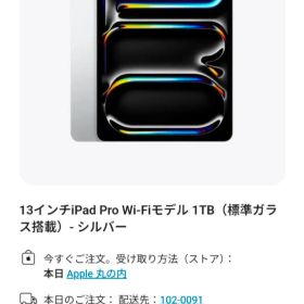 【美品】iPad Pro 13インチ Wi-Fi 1TB 標準ガラス搭載 シルバー 2024年モデル M4チップ