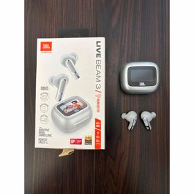 ジェイビーエル(JBL)の【美品】JBL イヤホン LIVE BEAM 3 SILVER(ヘッドフォン/イヤフォン)