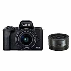 【中古】Canon ミラーレス一眼カメラ EOS Kiss M2 ダブルレンズキット ブラック KISSM2BK-WLK