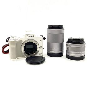 キヤノン(Canon)の【全額返金保証】【最速発送】Canon デジタル一眼 EOS Kiss M ダブルズームキット ホワイト 美品 動作確認済(ミラーレス一眼)