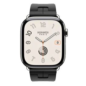 Apple Apple Watch Hermes Series10 46mm GPS+Cellularモデル MX193J/A+MXJN3FE/A A3003【シルバーチタニウムケース/キリム(黒)シンプルトゥールディプロイアントバックル】 [中古] 【当社3ヶ月間保証】 イオシス