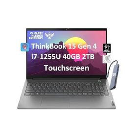 レノボ Lenovo ThinkBook 15 Gen 4 Business Laptop (15.6" IPS FHD Touchscreen, Intel 10-Core i7-1255U, 40GB RAM, 2TB SSD), 1080p Webcam, Narrow Bezel, B