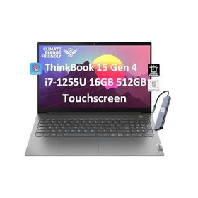 Lenovo ThinkBook 15 Gen 4 Business Laptop (15.6" IPS FHD Touchscreen, Intel 10-Core i7-1255U, 16GB RAM, 512GB SSD), Narrow Bezel, Fingerprint, FHD Web