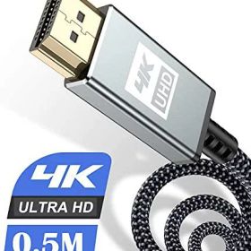 4K HDMI ケーブル 0.5m【ハイスピード アップグレード版】 HDMI 2.0規格HDMI Cable 4K 60Hz 対応 3840p/2160p UHD 3D HDR 18Gbps 高速イーサネット ARC hdmi ケーブル - 対応 パソコンの画面をテレビに映す Apple TV,PS5/PS4/PS3, PCモニターなど適用 (グレー)