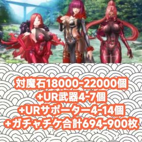 対魔石18000-22000個+UR武器4-7個+URサポーター4-14個+ガチャチケ合計694-9 | アクション対魔忍のアカウントデータ、RMTの販売・買取一覧