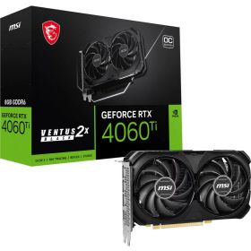 MSI Geforce RTX 4060 Ti Ventus 2X ブラック 8G Oc ゲーミンググラフィックスカード - 8Gb Gddr6、Pci Express Gen 4、128ビット、3X Dp V 1.4A、Hdmi 2.1A (4K & 8K HDRをサポート) - Pci_E_X16