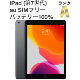 【極美品】iPad (第7世代) 32GB au SIMフリー Wi-Fi+Cellular スペースグレイ 利用制限〇 10.2インチ タブレット本体 送料無料 [B79MSR]