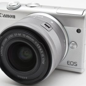 キヤノン ミラーレス一眼 CANON EOS M200 レンズキット ホワイト 中古 美品 Wi-Fi Bluetooth スマホに送れる 新品SDカード付き 届いてすぐに使える 長期保証