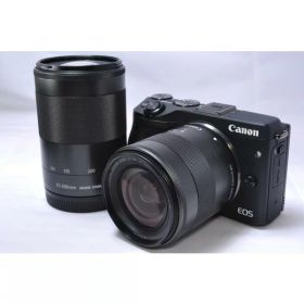 【中古】【1ヶ月保証】 キヤノン Canon EOS M3 ダブルズームキット ブラック ミラーレス一眼 EF-M18-55mm F3.5-5.6 IS STM EF-M55-200mm F4.5-6.3 IS STM 付属 SDカード付き